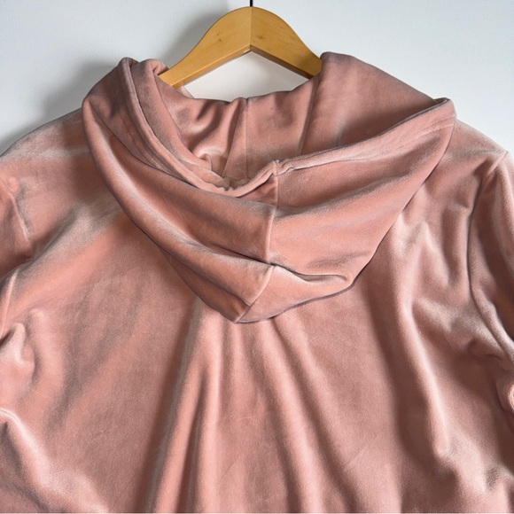 Fila Pink Velour Hoodie Sweatshirt Quarter Zip Pullover Size Medium Athleisure - Picture 7 of 10